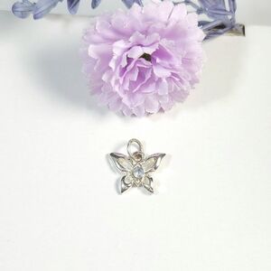 Silver Plated Blue Crystal Butterfly Charm or Pendant Jewelry Making Gifts